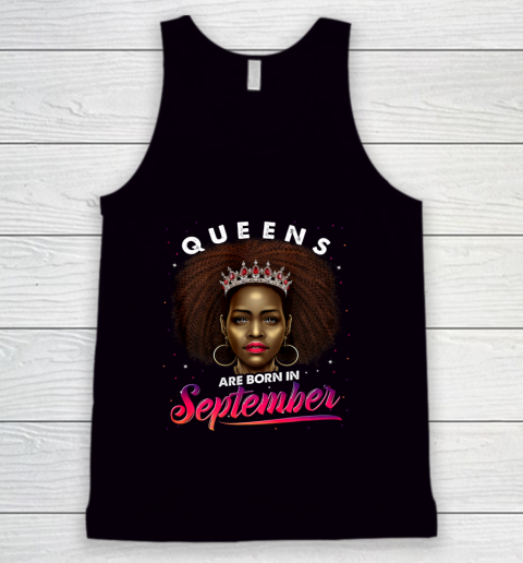 Queens Born September Shirt Black Girl Virgo Libra Birthday Tank Top