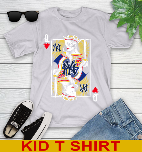 MLB Baseball New York Yankees The Queen Of Hearts Card Shirt Youth T-Shirt 4