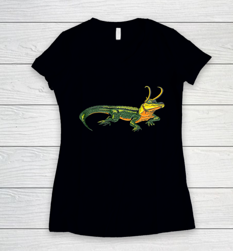 Loki gator Alligator loki Croki Crocodile God of mischief Women's V-Neck T-Shirt