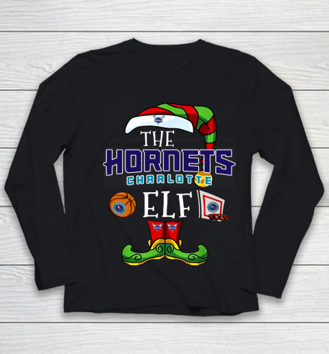 Charlotte Hornets Christmas ELF Funny NBA Youth Long Sleeve