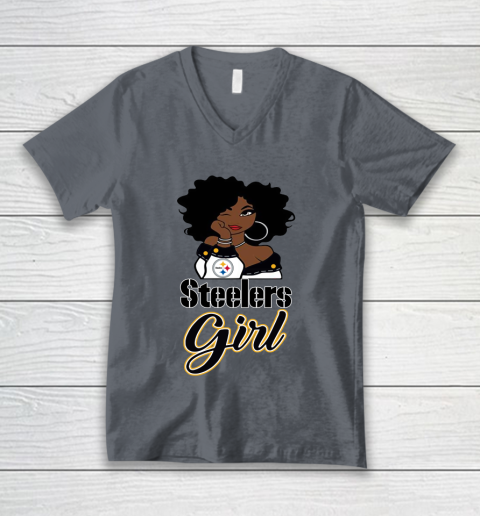 Pittsburgh Steelers Girl NFL V-Neck T-Shirt 5