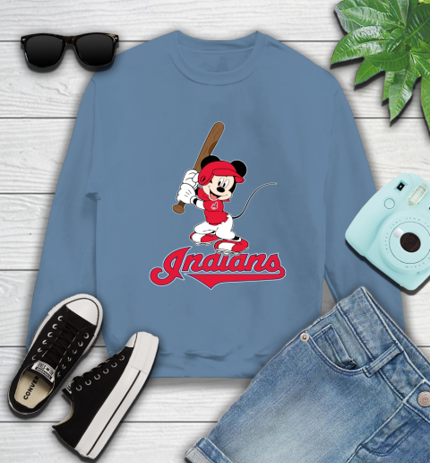 MLB Baseball Cleveland Indians Cheerful Mickey Mouse Shirt Sweatshirt 8