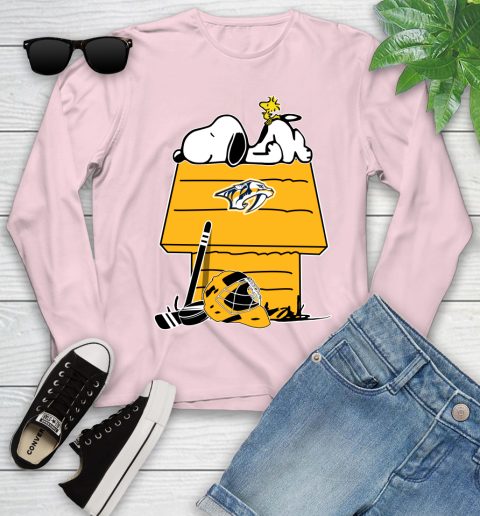 Nashville Predators NHL Hockey Snoopy Woodstock The Peanuts Movie Youth Long Sleeve 10
