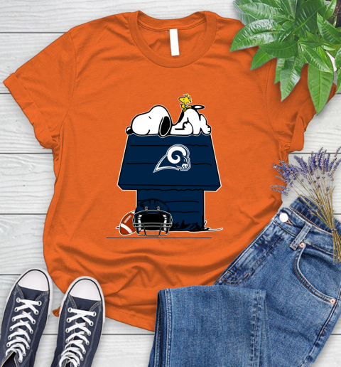 Los Angeles Rams NFL Football Snoopy Woodstock The Peanuts Movie Women's T-Shirt 4