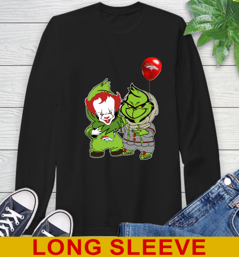 Denver Broncos Baby Pennywise Grinch Christmas NFL Football Long Sleeve T-Shirt 2