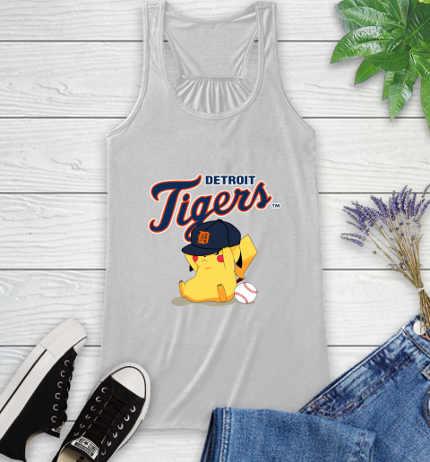 MLB Pikachu Baseball Sports Detroit Tigers Racerback Tank