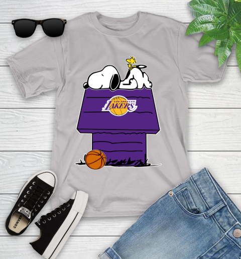 Los Angeles Lakers NBA Basketball Snoopy Woodstock The Peanuts Movie Youth T-Shirt 12