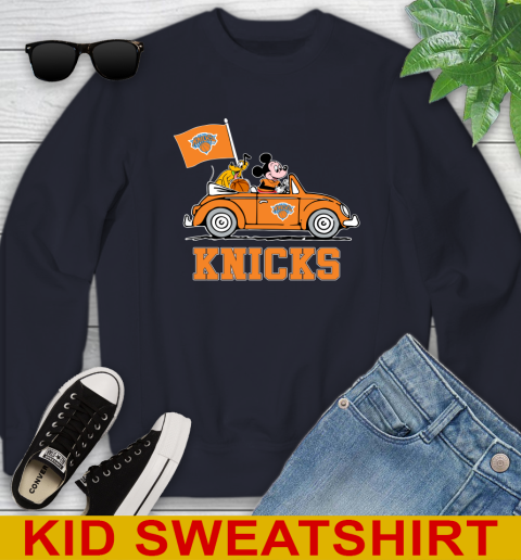 NBA Basketball New York Knicks Pluto Mickey Driving Disney Shirt Youth Sweatshirt 3