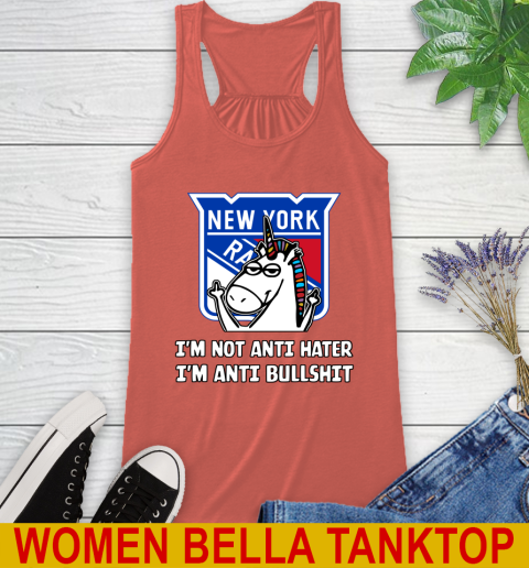 New York Rangers NHL Hockey Unicorn I'm Not Anti Hater I'm Anti Bullshit Racerback Tank 4