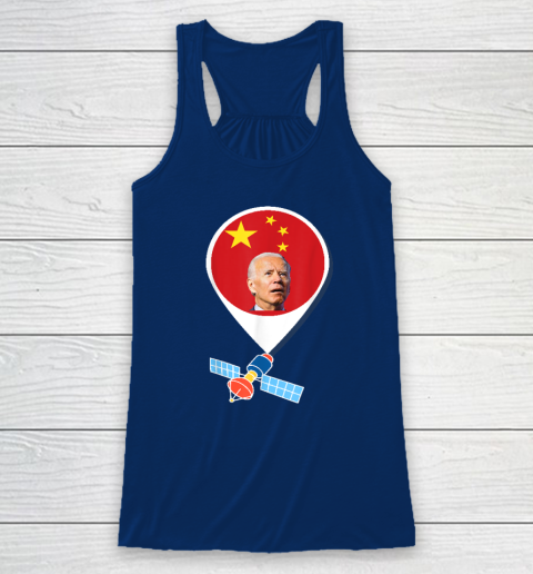 Chinese Spy Balloon Funny Surveillance Joe Biden China Flag Racerback Tank 4