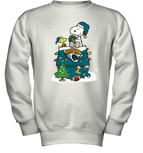 A Happy Christmas With Jacksonville Jaguars Snoopy Youth Sweatshirt