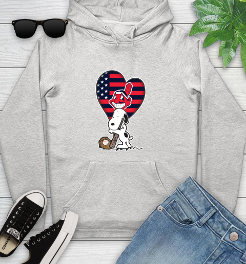 Cleveland Indians MLB Baseball The Peanuts Movie Adorable Snoopy Youth Hoodie