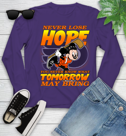 Philadelphia Flyers NHL Hockey ootball Mickey Disney Never Lose Hope Youth Long Sleeve 4
