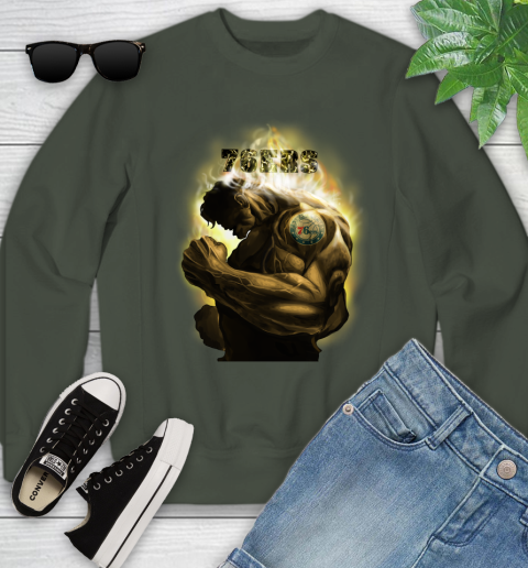 Philadelphia 76ers NBA Basketball Hulk Marvel Avengers Sports Youth Sweatshirt 9