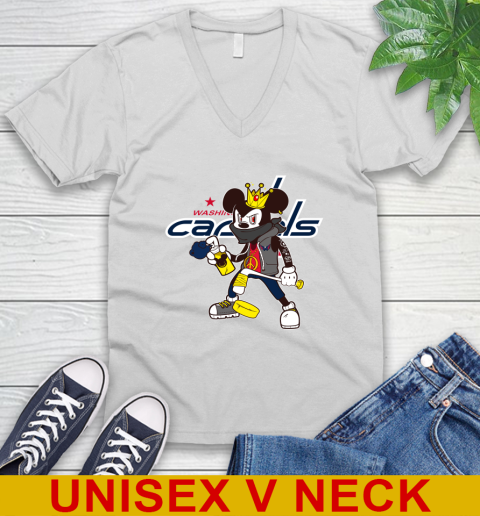Washington Capitals NHL Hockey Mickey Peace Sign Sports V-Neck T-Shirt