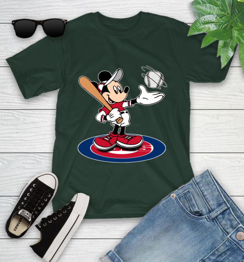 MLB Baseball Chicago Cubs Cheerful Mickey Disney Shirt Youth T-Shirt 5