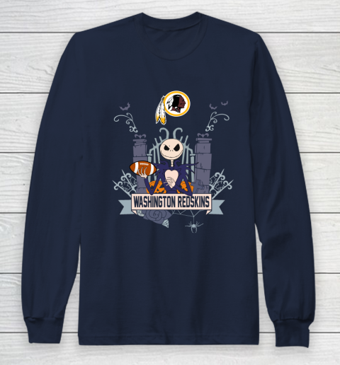 NFL Washington Redskins Football Jack Skellington Halloween Long Sleeve T-Shirt 2