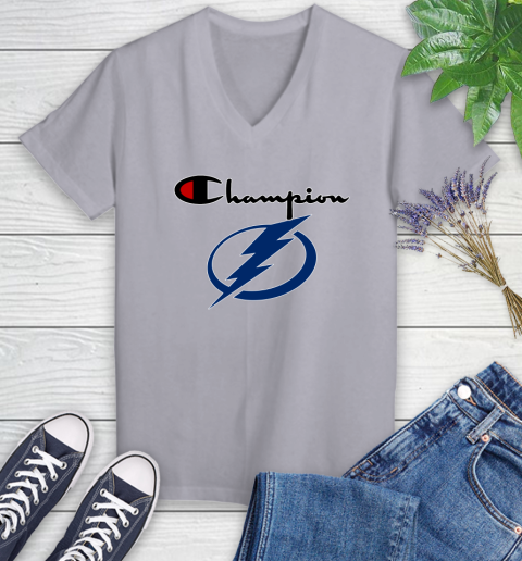 NHL Hockey Tampa Bay Lightning Champion Shirt Women's V-Neck T-Shirt 2