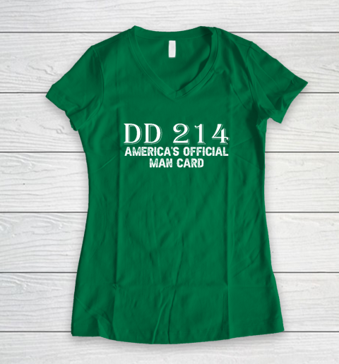 DD214 America's Official Man Card Women's V-Neck T-Shirt 3