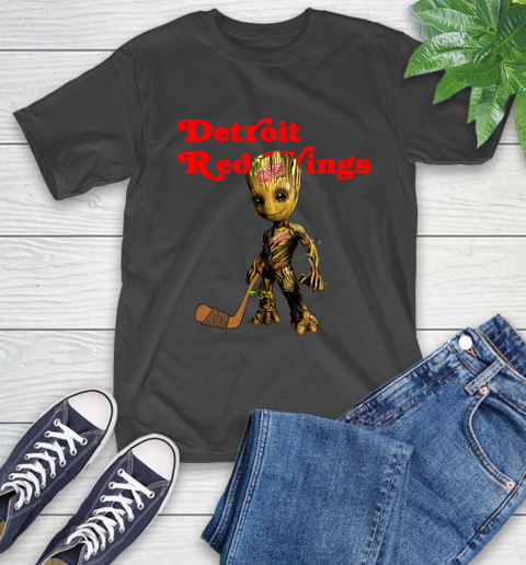 Detroit Red Wings NHL Hockey Groot Marvel Guardians Of The Galaxy T-Shirt 2