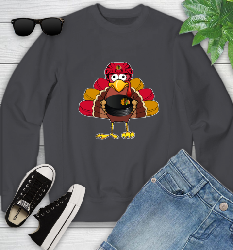 Chicago Blackhawks Turkey Thanksgiving Day Youth Sweatshirt 6
