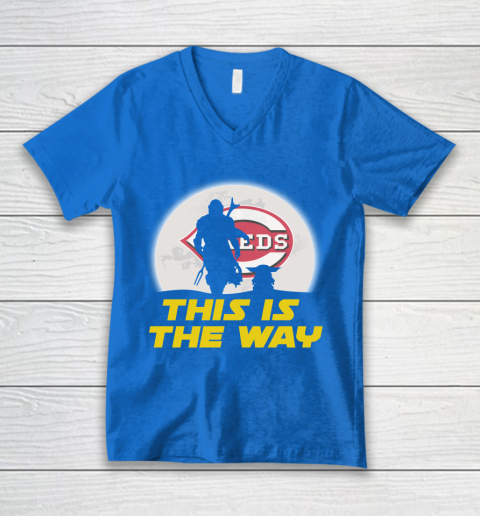 Cincinnati Reds MLB Baseball Star Wars Yoda And Mandalorian This Is The Way V-Neck T-Shirt 5