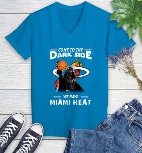 NBA Come To The Dark Side We Have Miami Heat Star Wars Darth Vader Basketball Women's V-Neck T-Shirt 7
