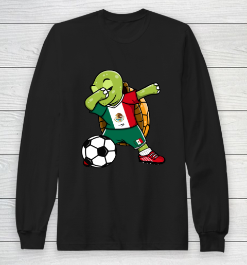 Dabbing Turtle Mexico Soccer Fans Jersey Mexican Football Long Sleeve T-Shirt