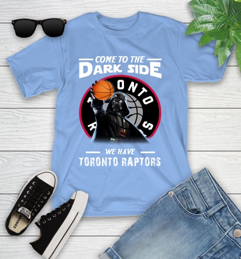 NBA Come To The Dark Side We Have Toronto Raptors Star Wars Darth Vader Basketball Youth T-Shirt 15