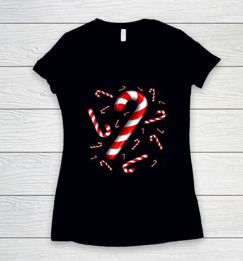 Candy Cane Merry and Bright Red and White Candy Costume Women's V-Neck T-Shirt