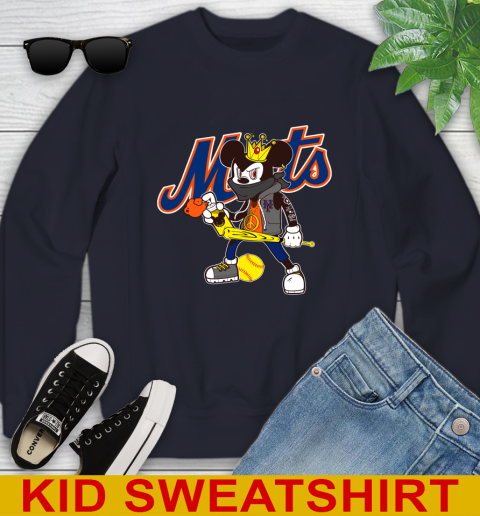New York Mets MLB Baseball Mickey Peace Sign Sports Youth Sweatshirt 4 New York Mets MLB Baseball Mickey Peace Sign Sports Youth Sweatshirt - Image 4