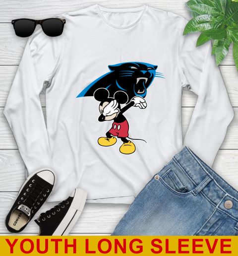 Carolina Panthers NFL Football Dabbing Mickey Disney Sports Youth Long Sleeve