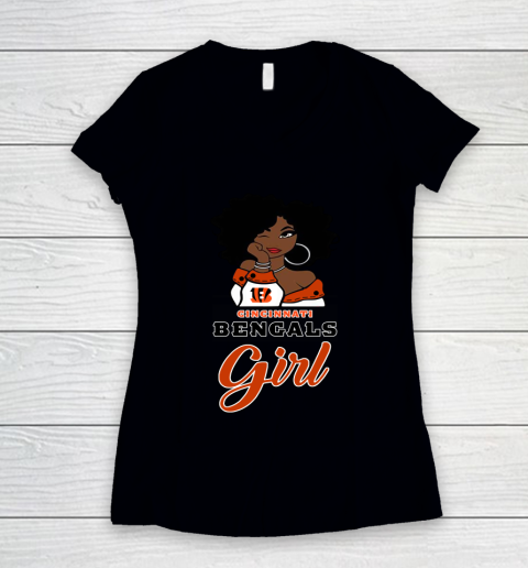 Cincinnati Bengals Girl NFL Women's V-Neck T-Shirt