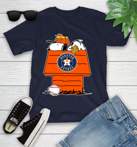 MLB Houston Astros Snoopy Woodstock The Peanuts Movie Baseball T Shirt Youth T-Shirt 3