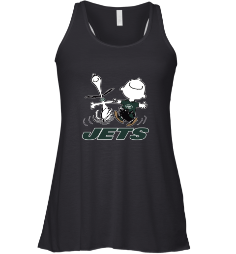 Snoopy And Charlie Brown Happy New York Jets Fans Racerback Tank