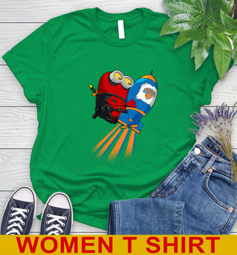 NBA Basketball New York Knicks Deadpool Minion Marvel Shirt Women's T-Shirt - Image 8