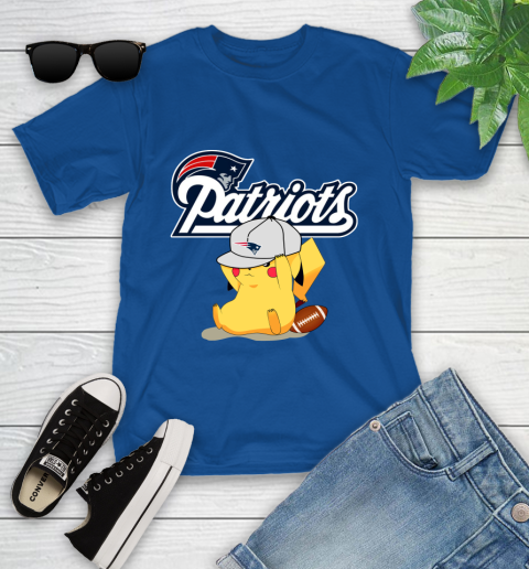 NFL Pikachu Football Sports New England Patriots Youth T-Shirt 9