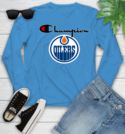 NHL Hockey Edmonton Oilers Champion Shirt Youth Long Sleeve 5