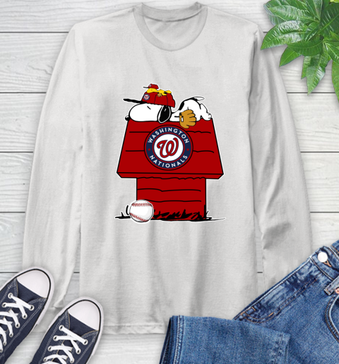 MLB Washington Nationals Snoopy Woodstock The Peanuts Movie Baseball T Shirt_000 Long Sleeve T-Shirt