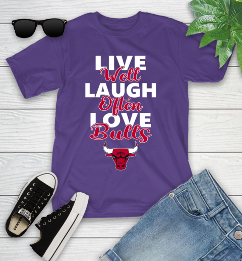 NBA Basketball Chicago Bulls Live Well Laugh Often Love Shirt Youth T-Shirt 3