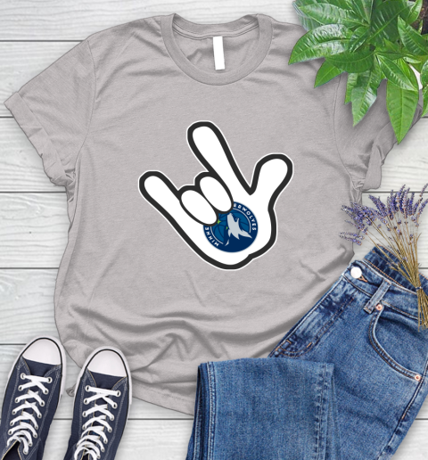 Minnesota Timberwolves NBA Basketball Mickey Rock Hand Disney Women's T-Shirt 10