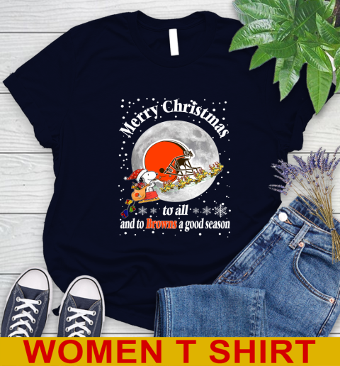 Cleveland Browns Merry Christmas To All And To Browns A Good Season NFL Football Sports Women's T-Shirt 2