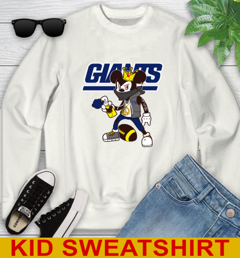New York Giants NFL Football Mickey Peace Sign Sports Youth Sweatshirt