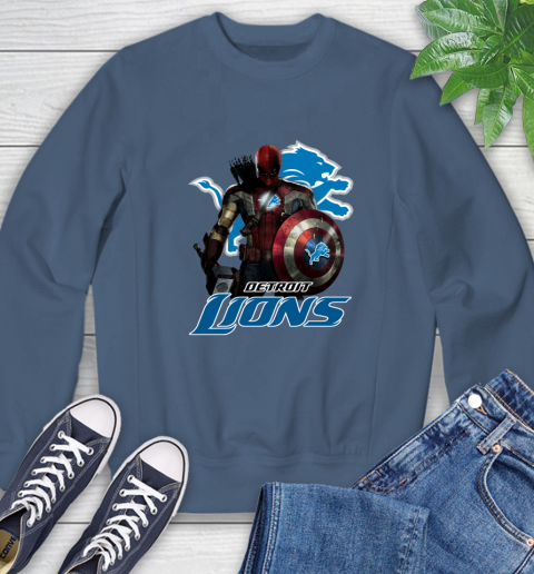 NFL Captain America Thor Spider Man Hawkeye Avengers Endgame Football Detroit Lions Sweatshirt 7