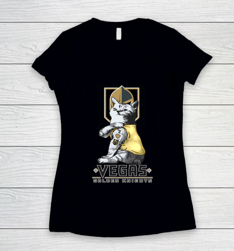 NHL My Cat Loves Vegas Golden Knights Hockey Women's V-Neck T-Shirt
