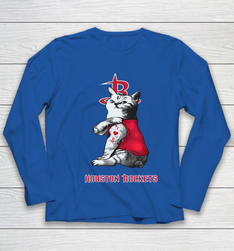 NBA Basketball My Cat Loves Houston Rockets Youth Long Sleeve 7