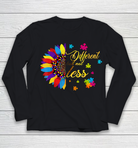 Autism Awareness Sunflower Different but not less Youth Long Sleeve