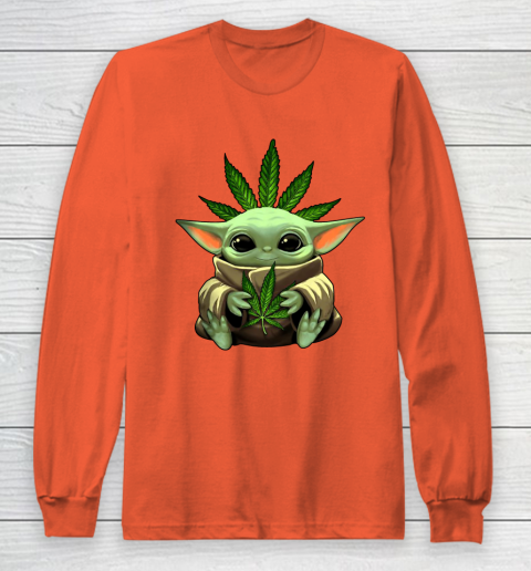 Baby Yoda Hug Marijuana Canabis Long Sleeve T-Shirt 5