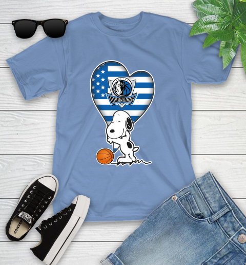 Dallas Mavericks NBA Basketball The Peanuts Movie Adorable Snoopy Youth T-Shirt 11