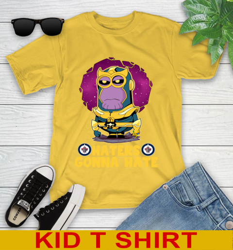 NHL Hockey Winnipeg Jets Haters Gonna Hate Thanos Minion Marvel Shirt Youth T-Shirt 9 NHL Hockey Winnipeg Jets Haters Gonna Hate Thanos Minion Marvel Shirt Youth T-Shirt - Image 9